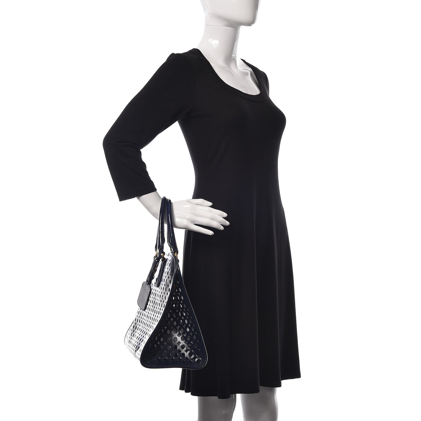 Saffiano Vernice Perforated Tote Royal