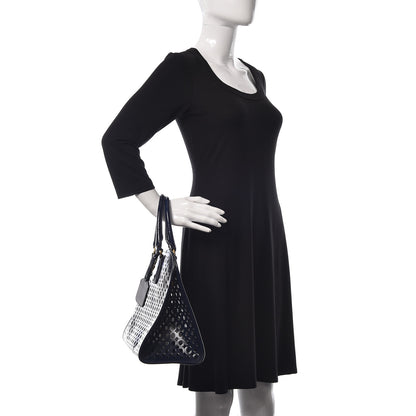 Prada Saffiano Vernice Perforated Tote Royal 2 of 10
