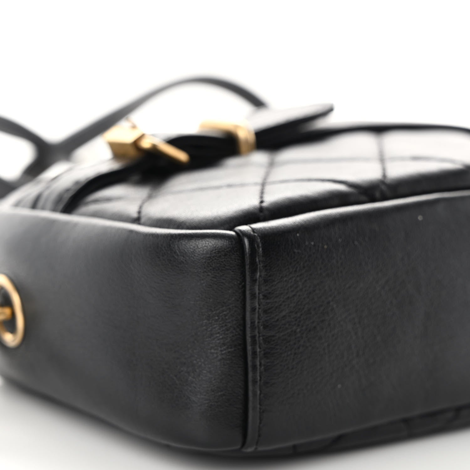 Chanel Lambskin Quilted Small Buckle Camera Case Bag Black 9 of 10