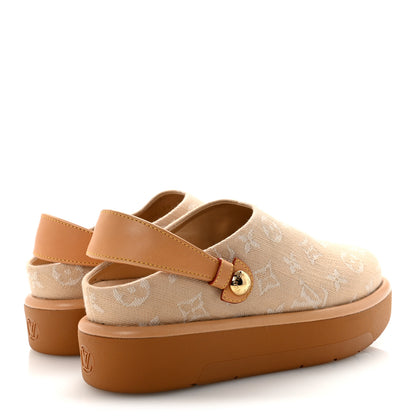 Louis Vuitton Monogram Denim Aspen Platform Clog Mules 38 Beige 5 of 10
