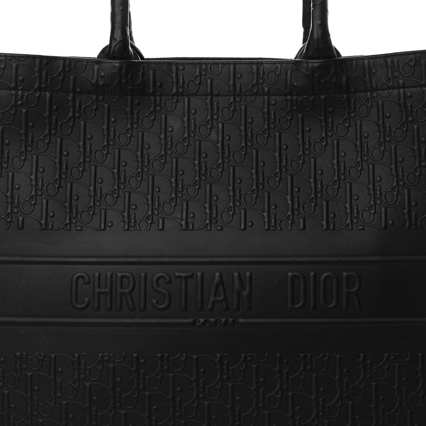 Oblique Calfskin Embossed Large Book Tote Black