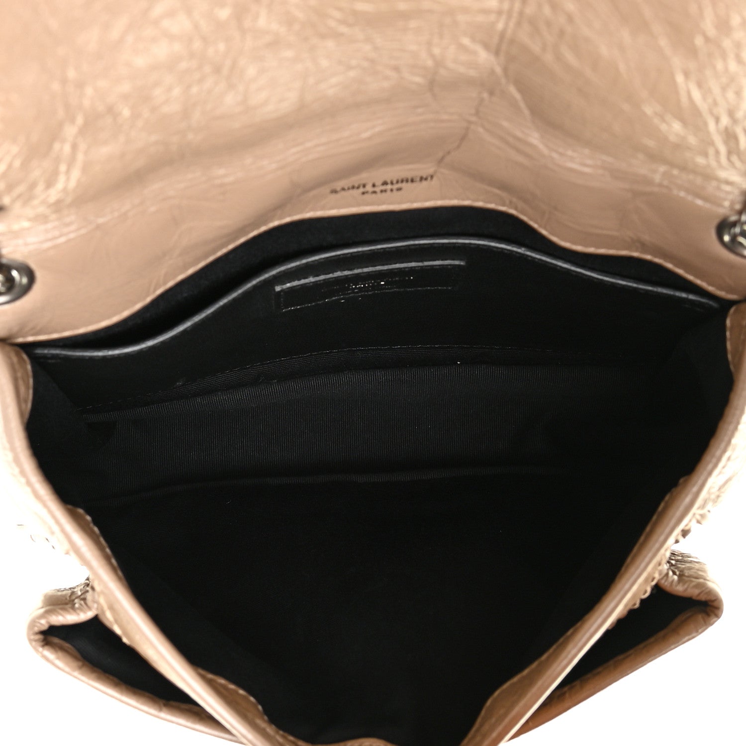 Saint Laurent Crinkled Calfskin Matelasse Monogram Baby Niki Chain Satchel Light Taupe 5 of 14
