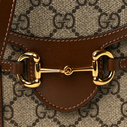 Gucci GG Supreme Monogram Mini Horsebit 1955 Crossbody Bag Beige Brown Sugar 8 of 11