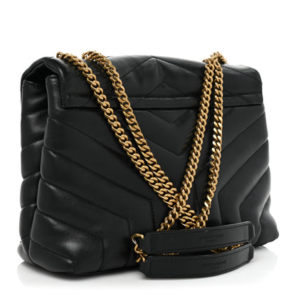 Saint Laurent Calfskin Y Quilted Monogram Small Loulou Chain Satchel Black 3 of 15