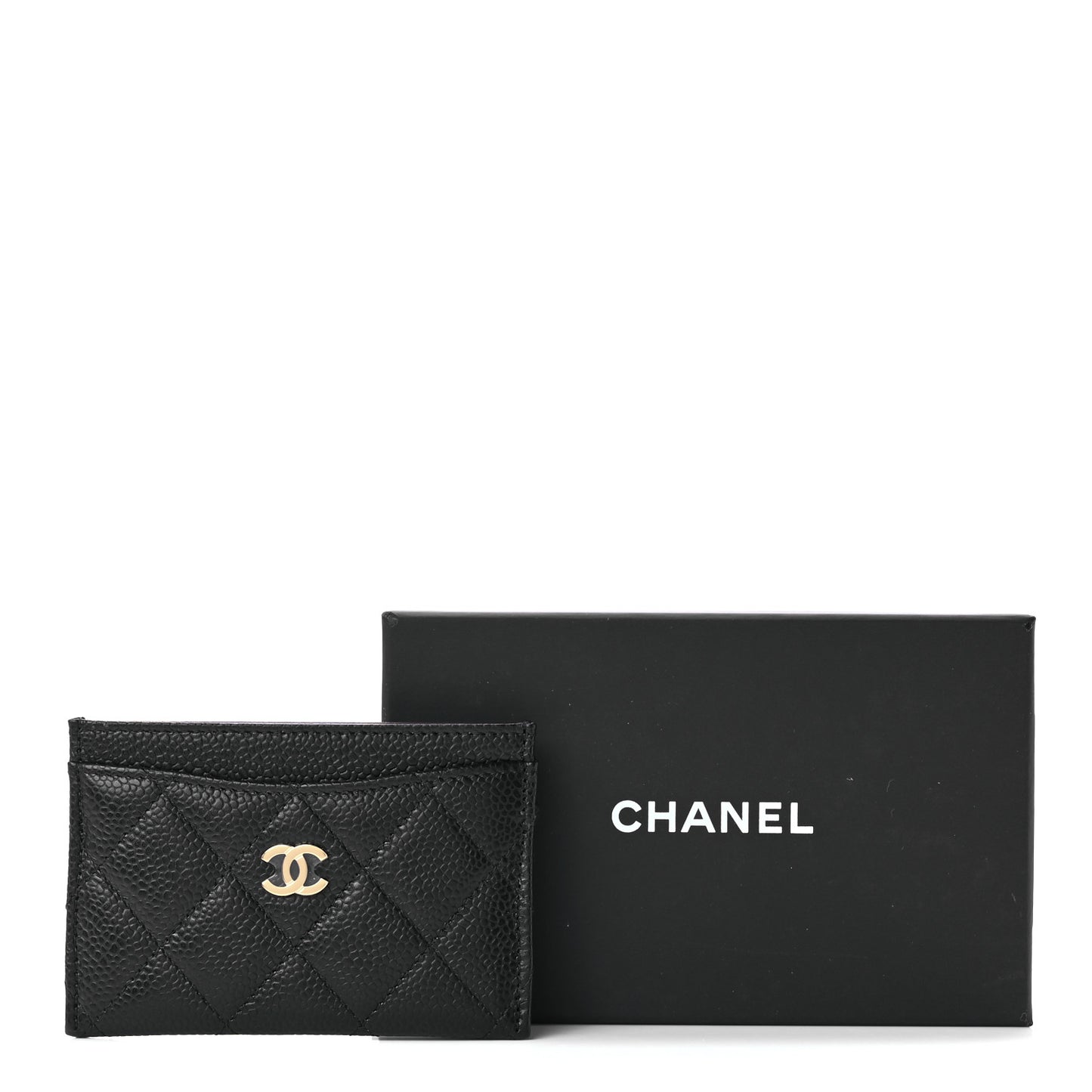 Caviar Quilted Card Holder Black