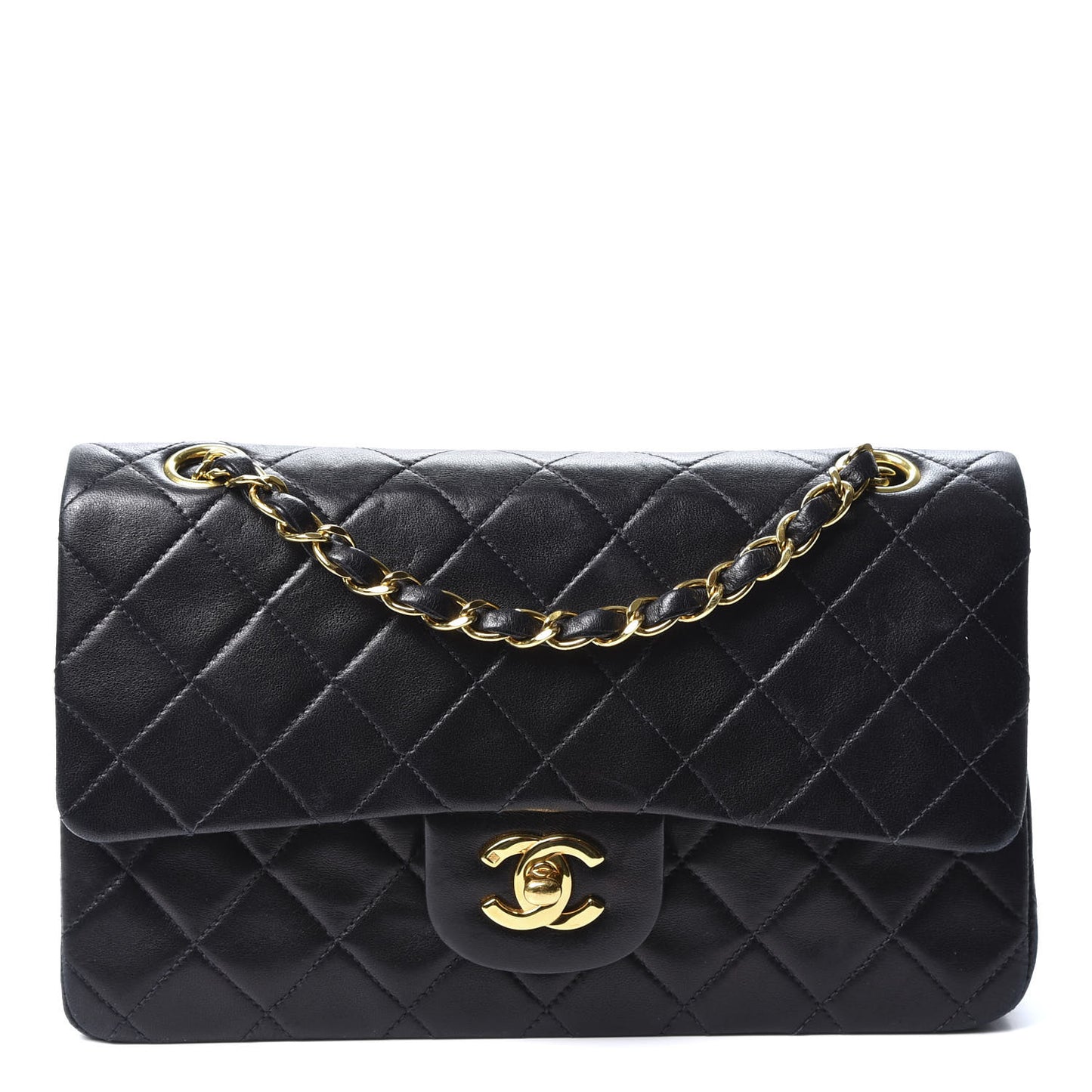 Lambskin Quilted Small Double Flap Black