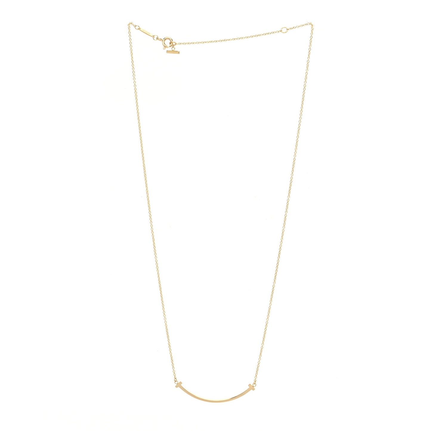 18K Yellow Gold Small T Smile Pendant Necklace