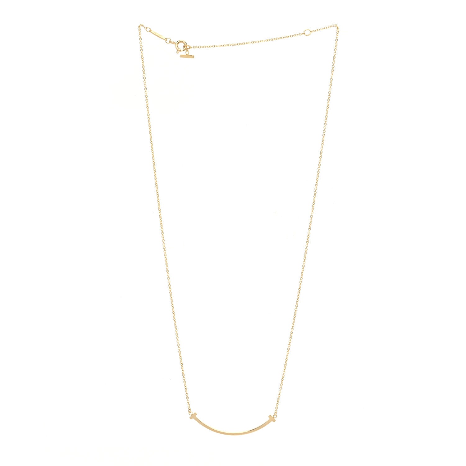 Tiffany 18K Yellow Gold Small T Smile Pendant Necklace 3 of 6