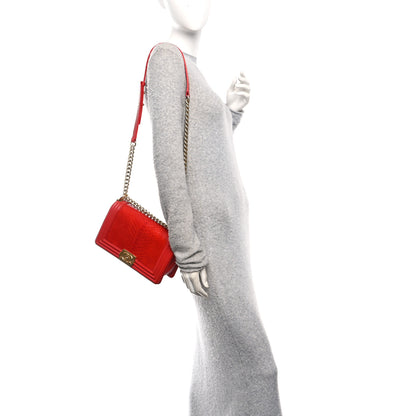 Chanel Snakeskin Medium Boy Flap Red 2 of 10