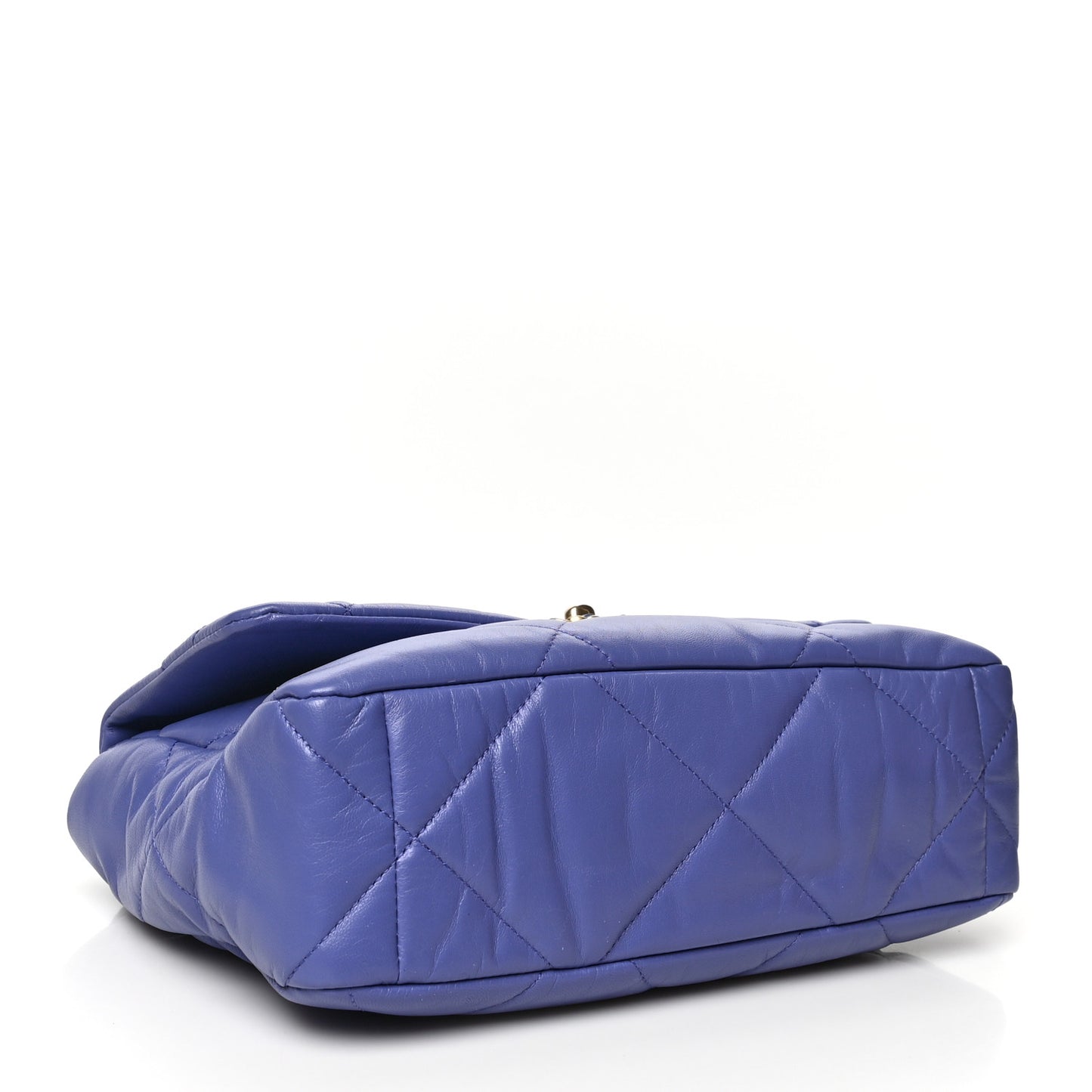 Shiny Goatskin Quilted Large Chanel 19 Flap Blue