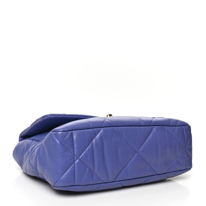 Chanel Shiny Goatskin Quilted Large Chanel 19 Flap Blue 4 of 9