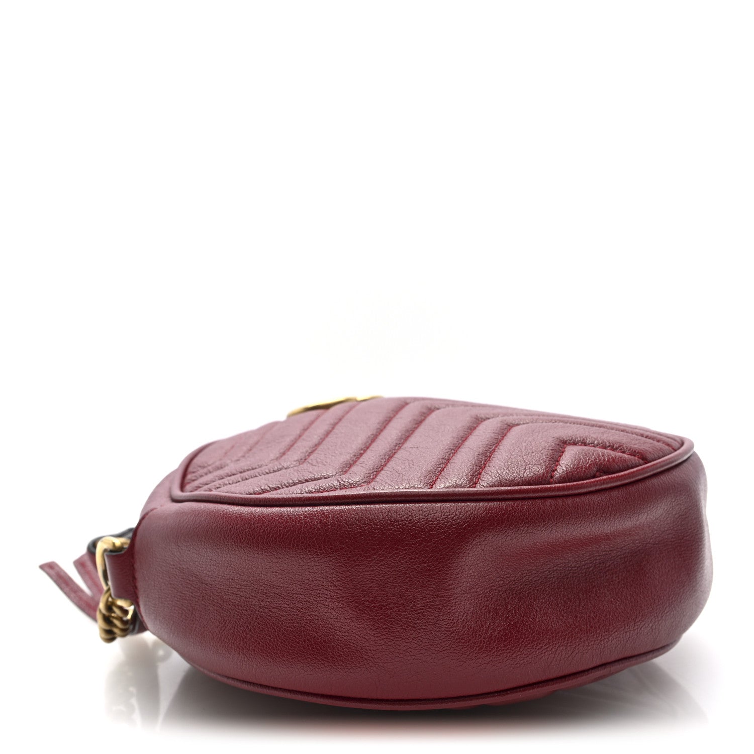 Gucci Glazed Calfskin Matelasse Heart Mini GG Marmont Round Shoulder Bag Romantic Cerise 4 of 10