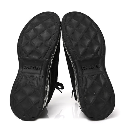 Chanel Suede Calfskin Velvet Grosgrain CC Sneakers 38.5 Black 6 of 8