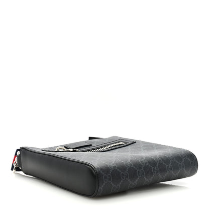 Gucci GG Supreme Monogram Web Small Flat Messenger Bag Black Grey 4 of 10