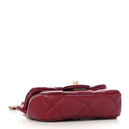 Chanel Calfskin Quilted Lady Handle Flap Card Holder With Chain Dark Pink 3 of 11