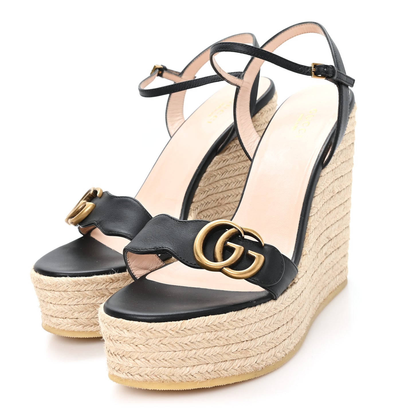 Nappa Matelasse GG Marmont Slingback Platform 45/130mm Espadrille Wedges 39.5 Black