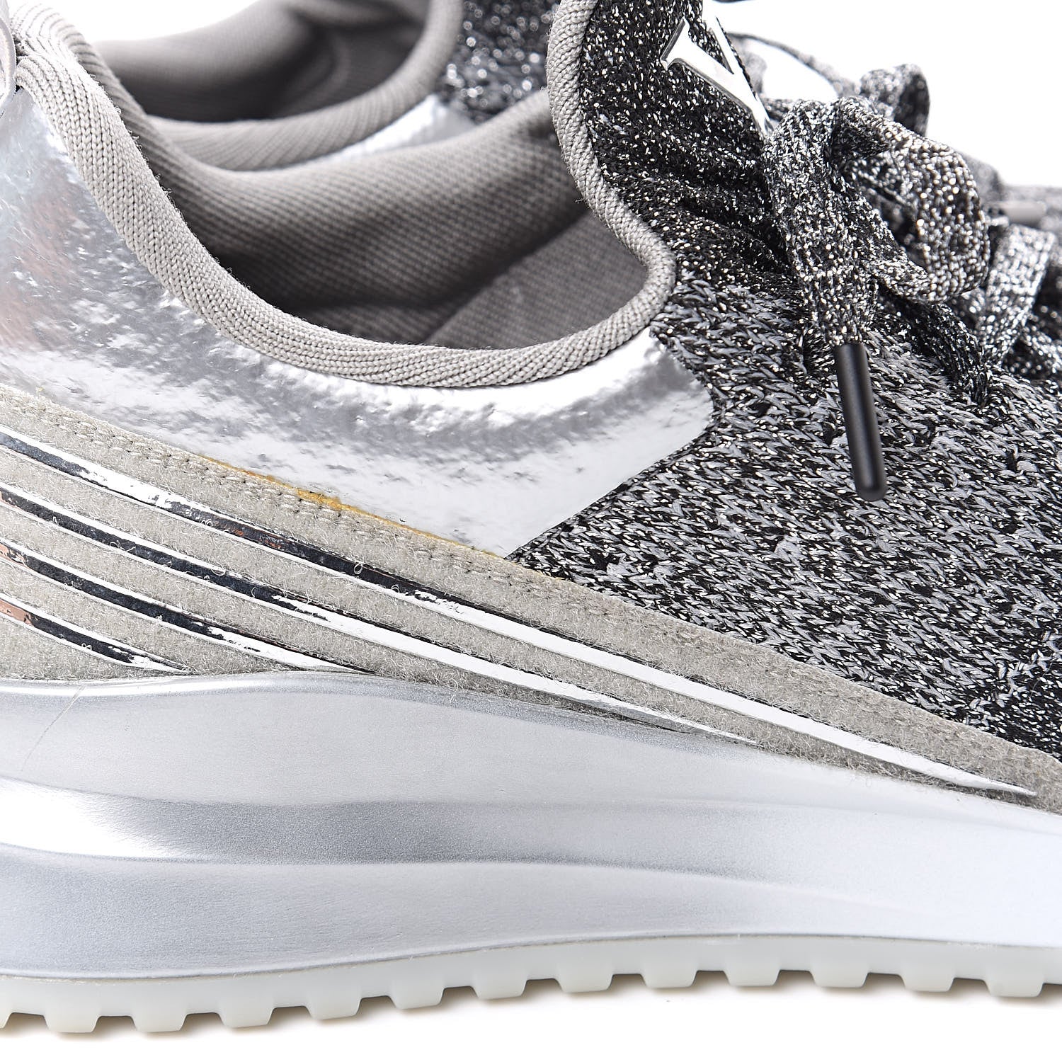 Louis Vuitton Technical Knit V.N.R Sneakers 7.5 Silver 9 of 10