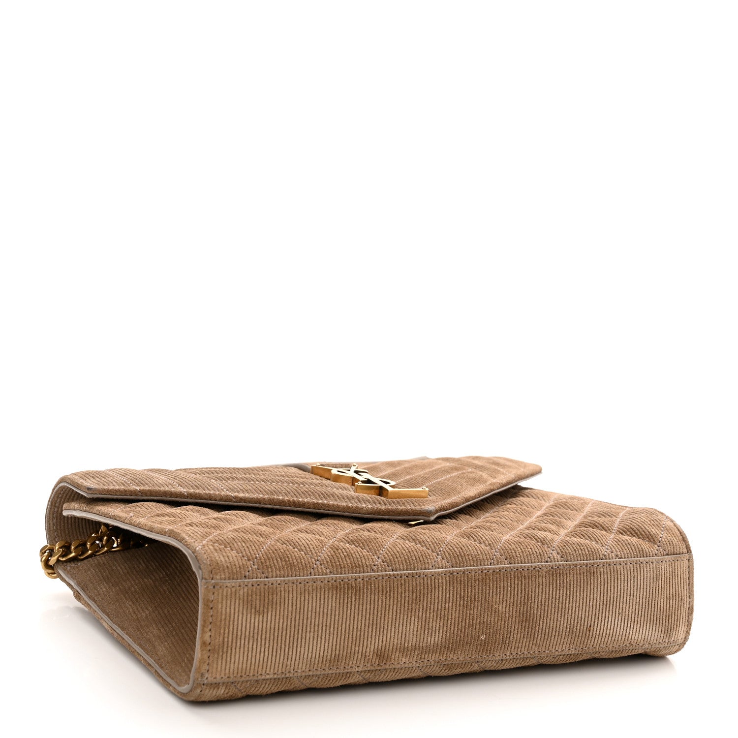 Saint Laurent Canvas Calfskin Mixed Matelasse Triquilt Medium Monogram Satchel Beige 4 of 11