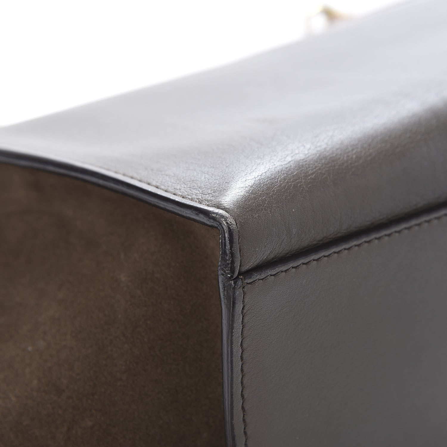 Celine Calfskin Suede Medium Tri-Color Trapeze Taupe 11 of 17