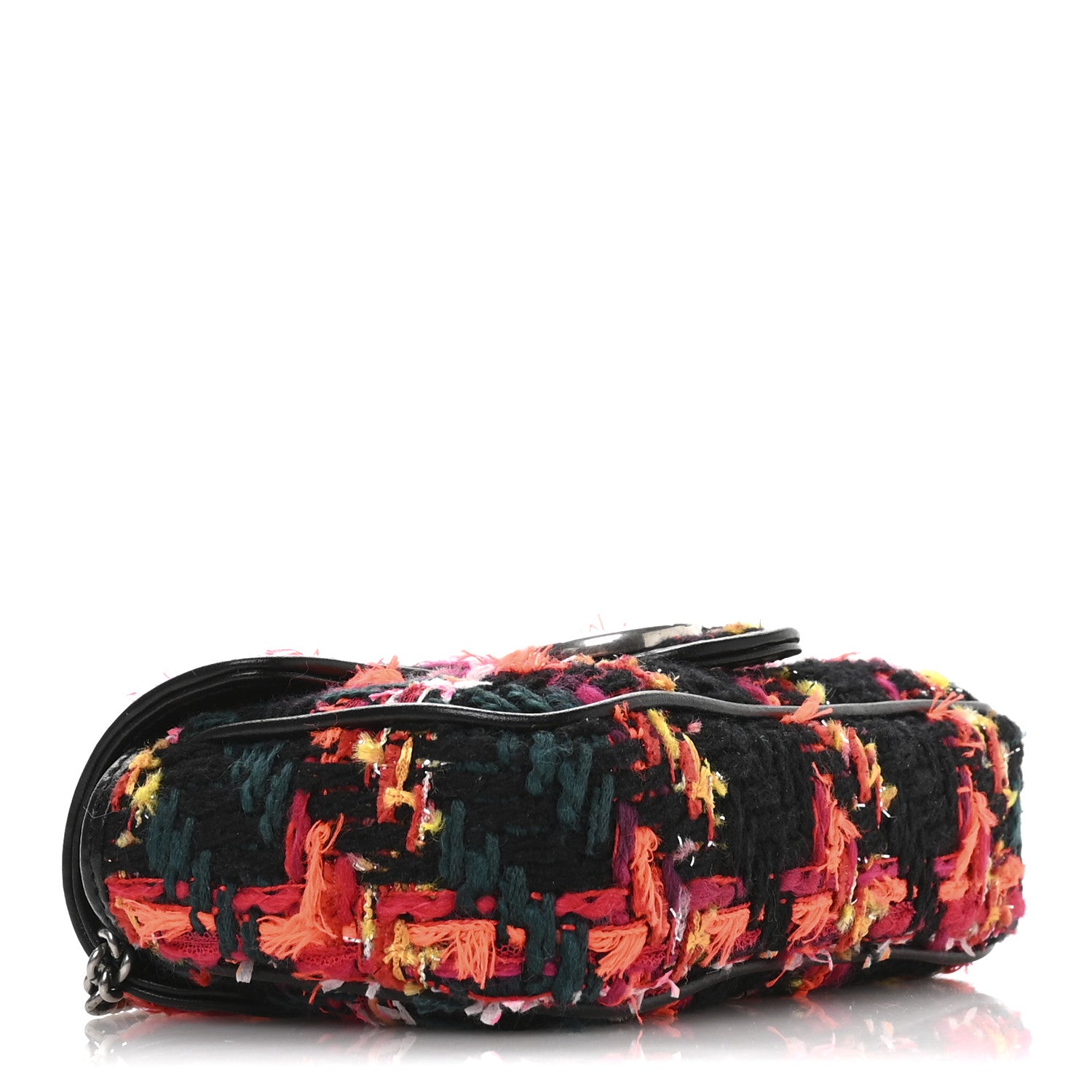 Gucci Tweed Calfskin Check Poule Super Mini GG Marmont Shoulder Bag Pink Petroleum Multicolor Black 4 of 10