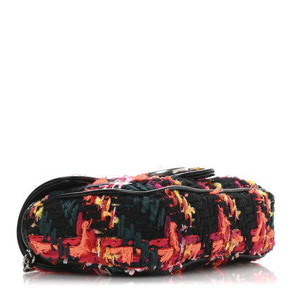 Gucci Tweed Calfskin Check Poule Super Mini GG Marmont Shoulder Bag Pink Petroleum Multicolor Black 4 of 10