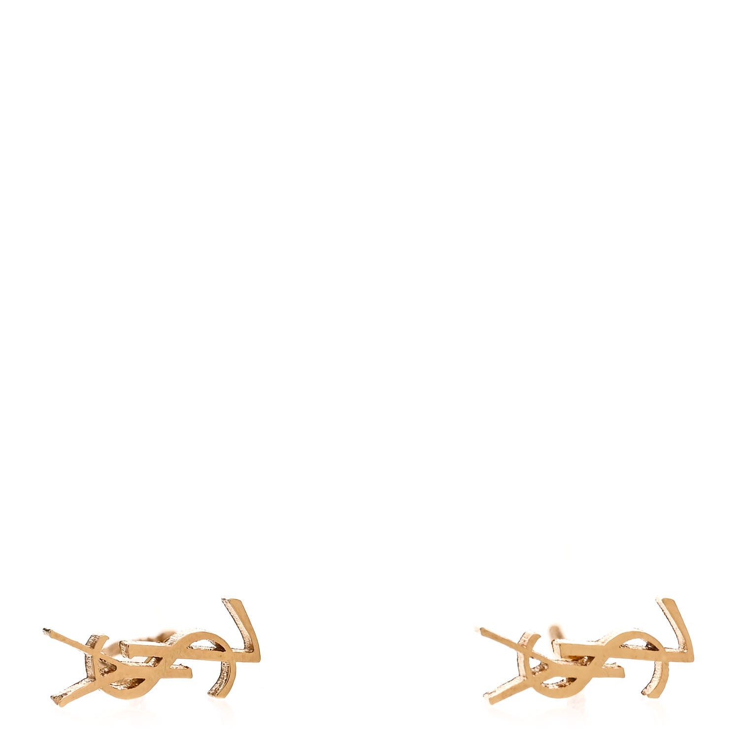 Saint Laurent Metal Monogram Pendant Threader Earrings Gold 3 of 5