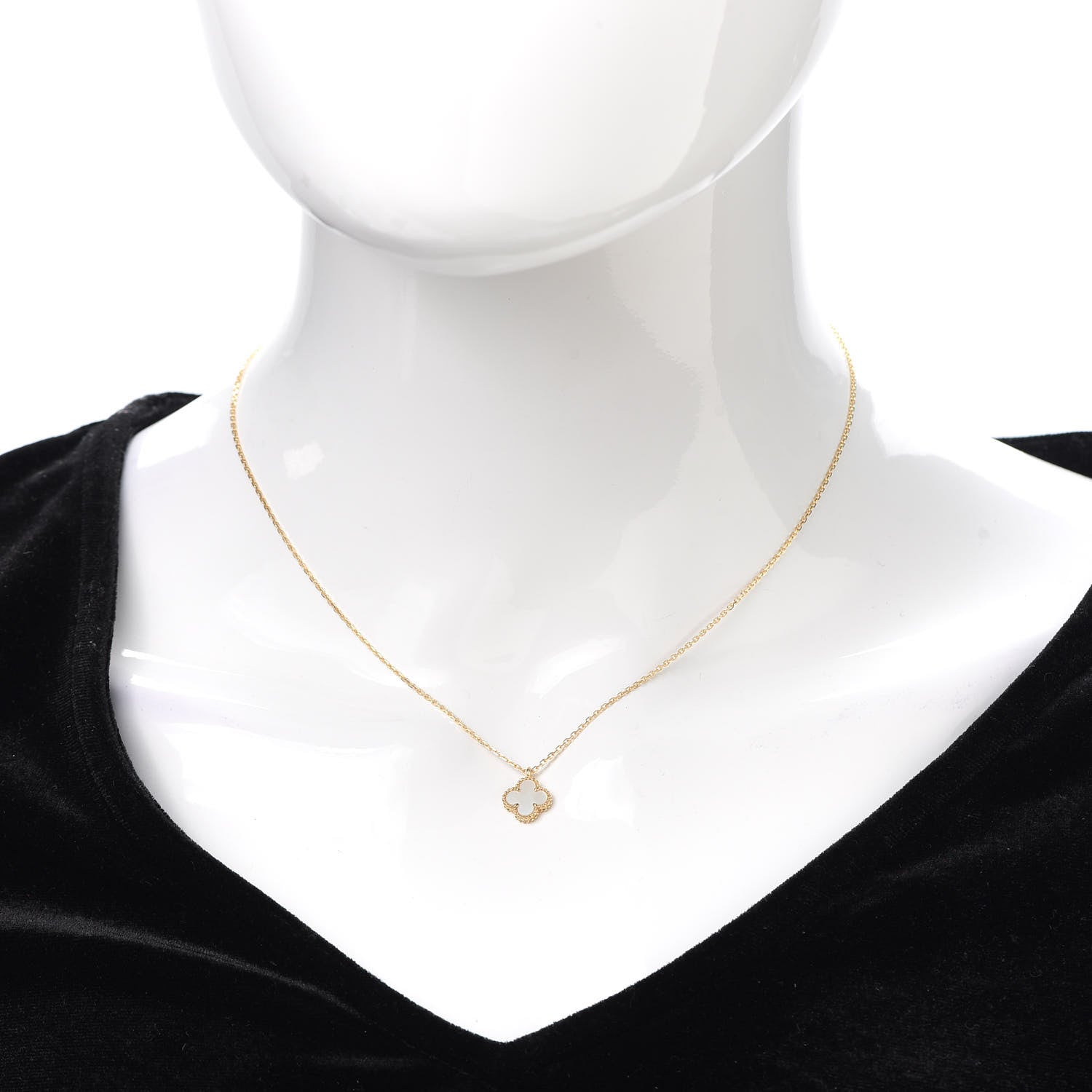Van Cleef & Arpels 18K Yellow Gold Mother of Pearl Sweet Alhambra Pendant Necklace 2 of 7