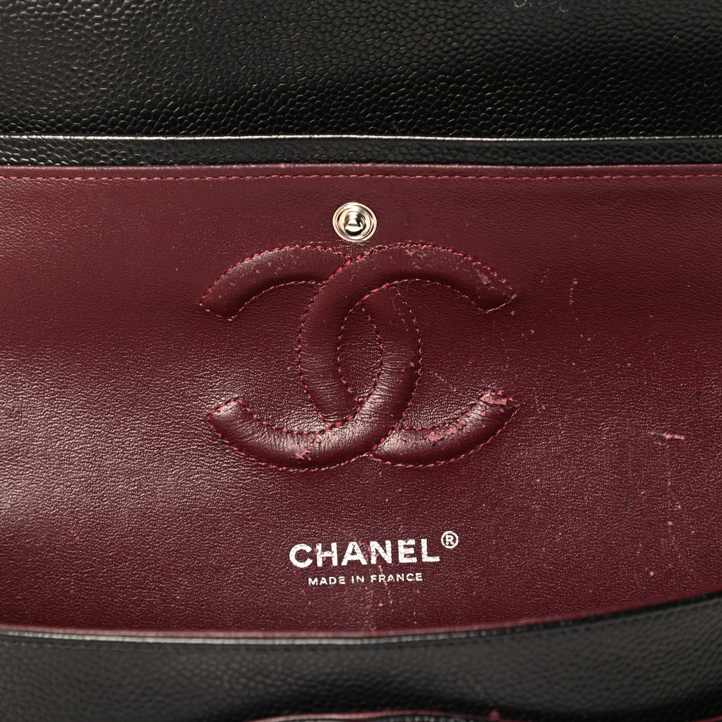 Caviar Quilted Medium Double Flap Black