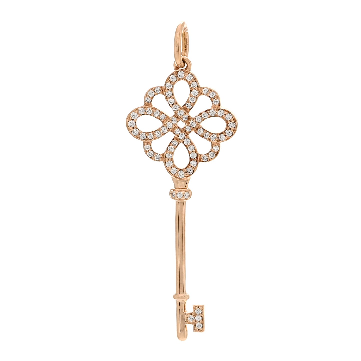 18K Rose Gold Diamond Knot Key Pendant