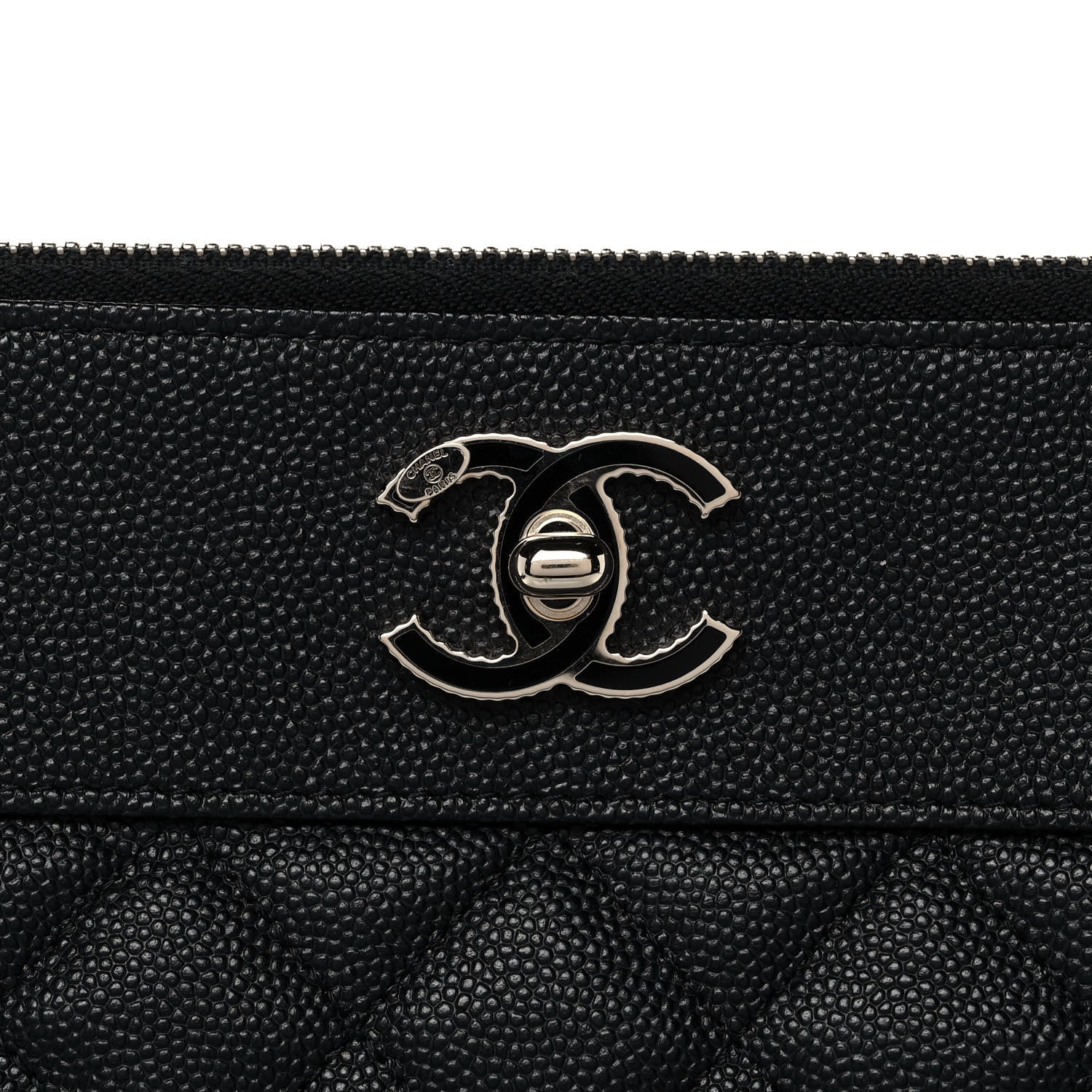 Chanel Caviar Quilted Mademoiselle Vintage Large Zip Pouch Black 8 of 10