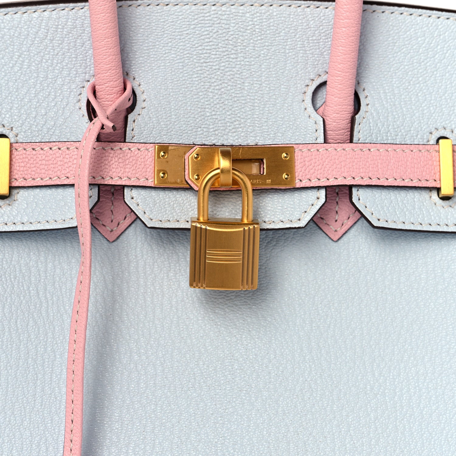 Hermes Chevre Mysore Horseshoe Birkin 25 Bleu Brume Rose Sakura 7 of 11