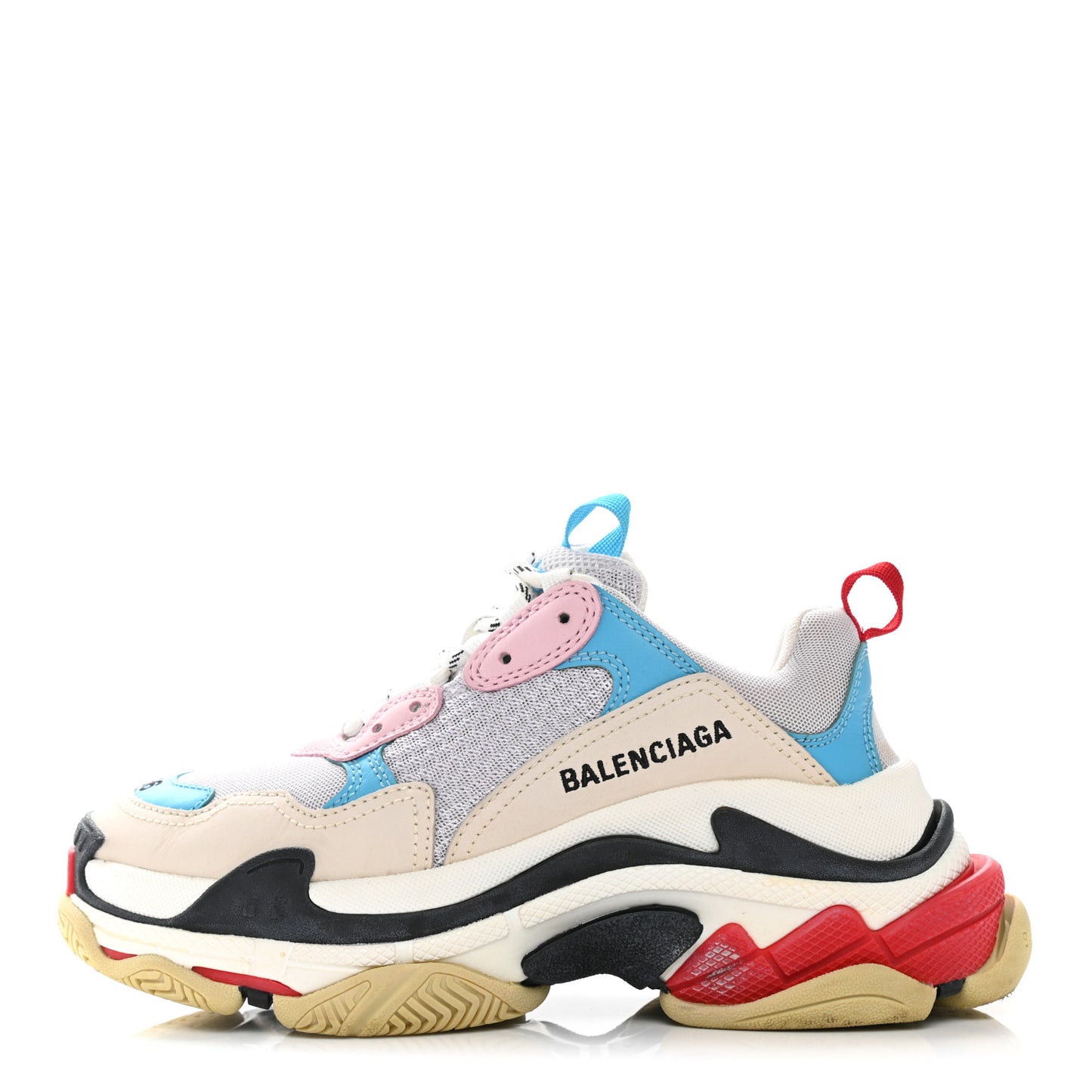 Fabric Mesh Womens Triple S Sneakers 36 White Blue Pink