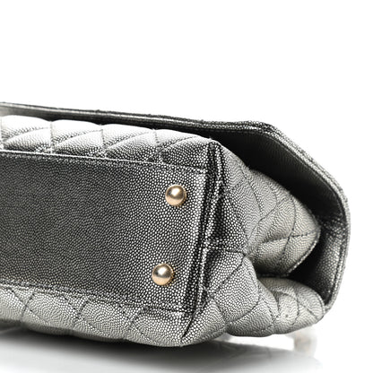 Chanel Metallic Caviar Quilted Mini Coco Handle Flap Silver 7 of 9