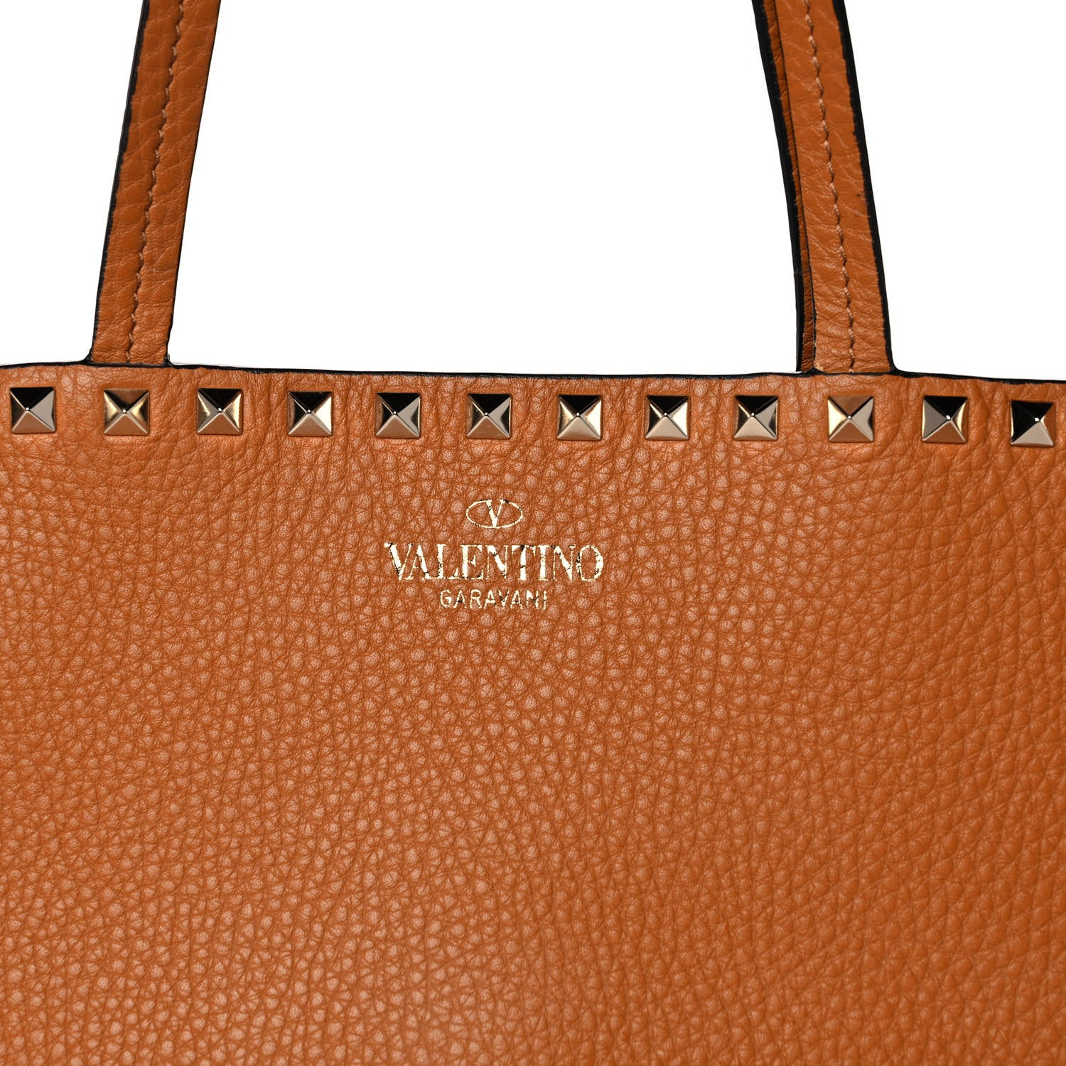 Valentino Garavani Grained Calfskin Rockstud Shoulder Tote Tan 6 of 11