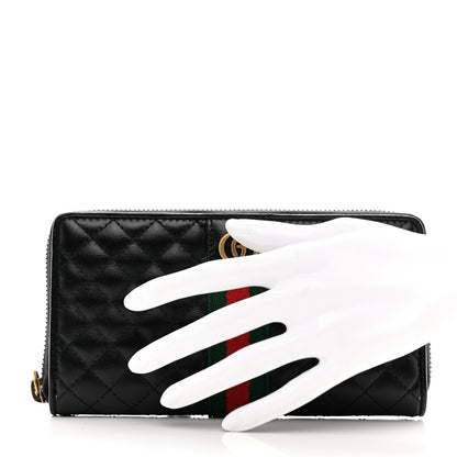 Gucci Calfskin Web Trapuntata GG Zip Around Wallet Black 2 of 9