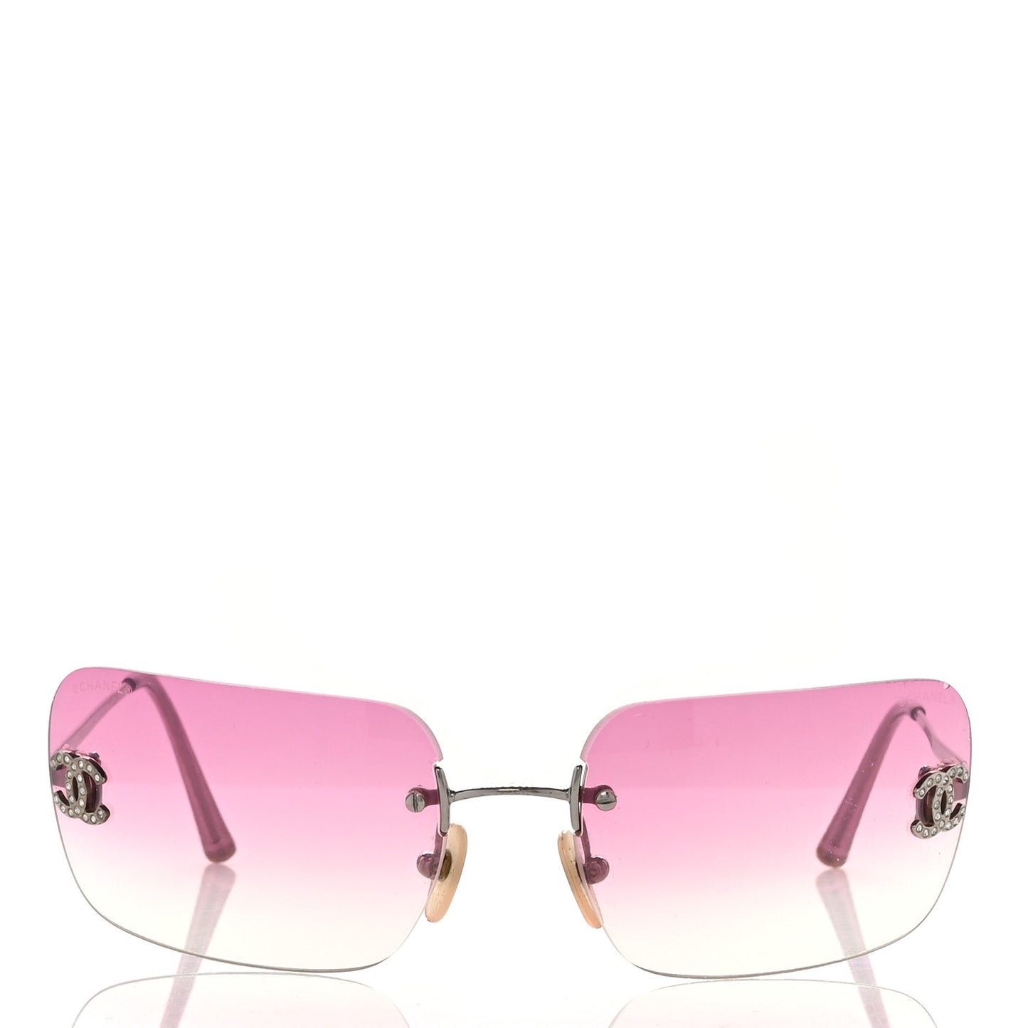 Metal Crystal CC Logo Sunglasses 4017-D Pink