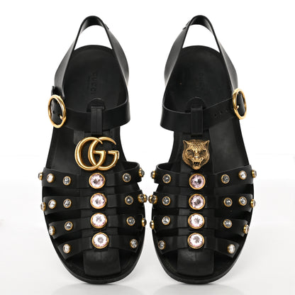 Gucci Rubber Crystal Womens Buckle Strap Sandals 37 Black 5 of 17