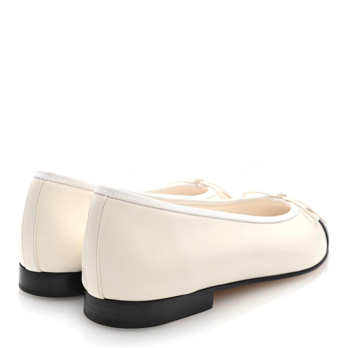 Lambskin Cap Toe CC Ballerina Flats 37.5 White Black