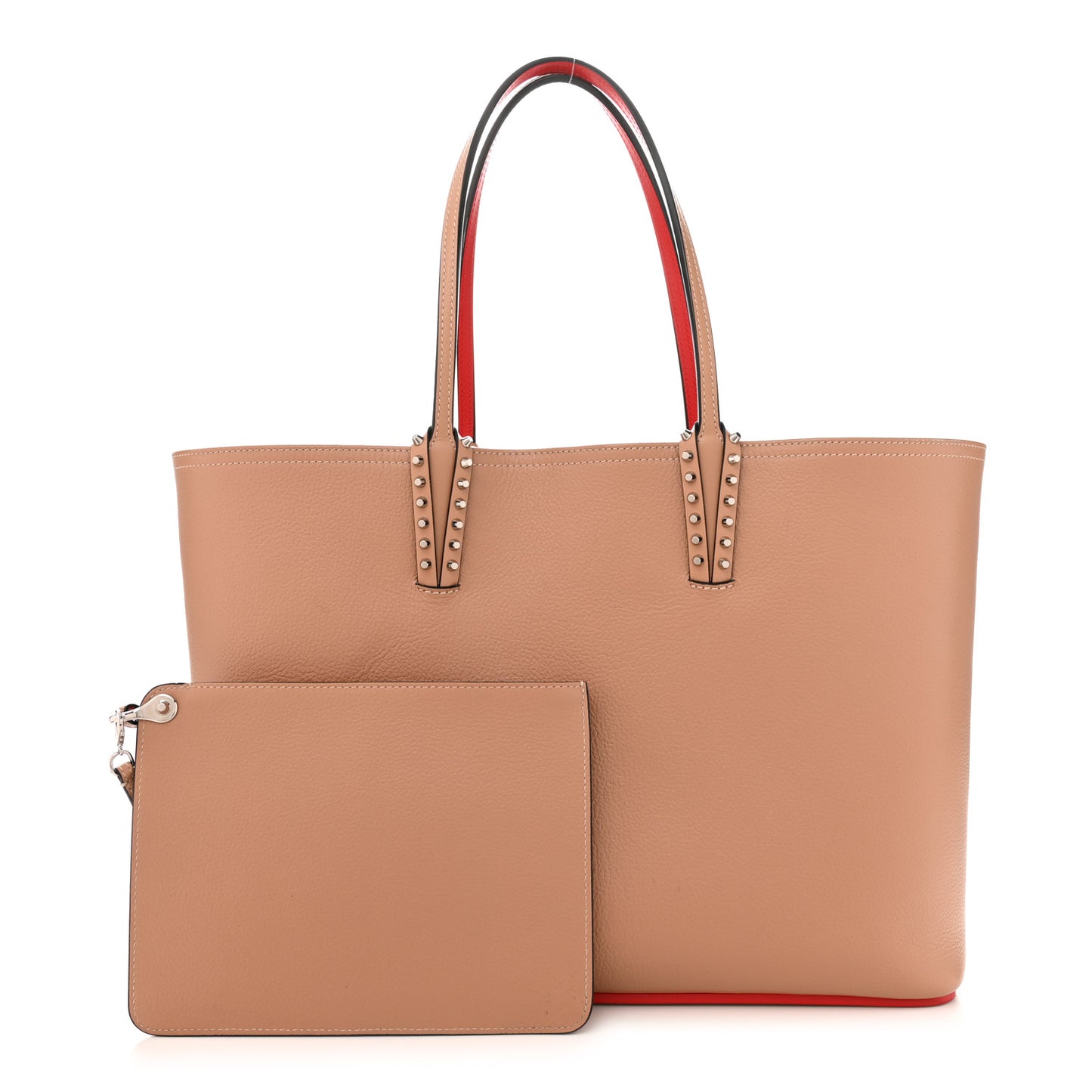 Calfskin Empire Spikes Small East West Cabata Tote Nude