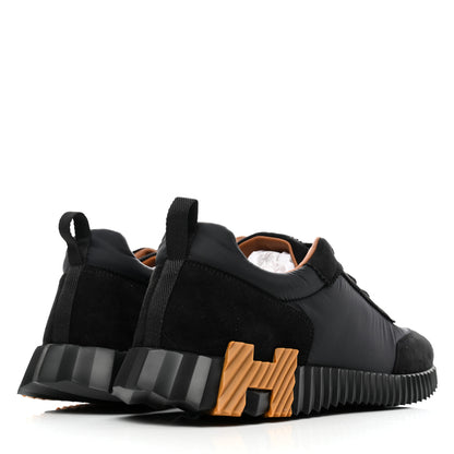 Hermes Parachute Fabric Suede Goatskin Men Bouncing Sneakers 44 Black Miel 4 of 7