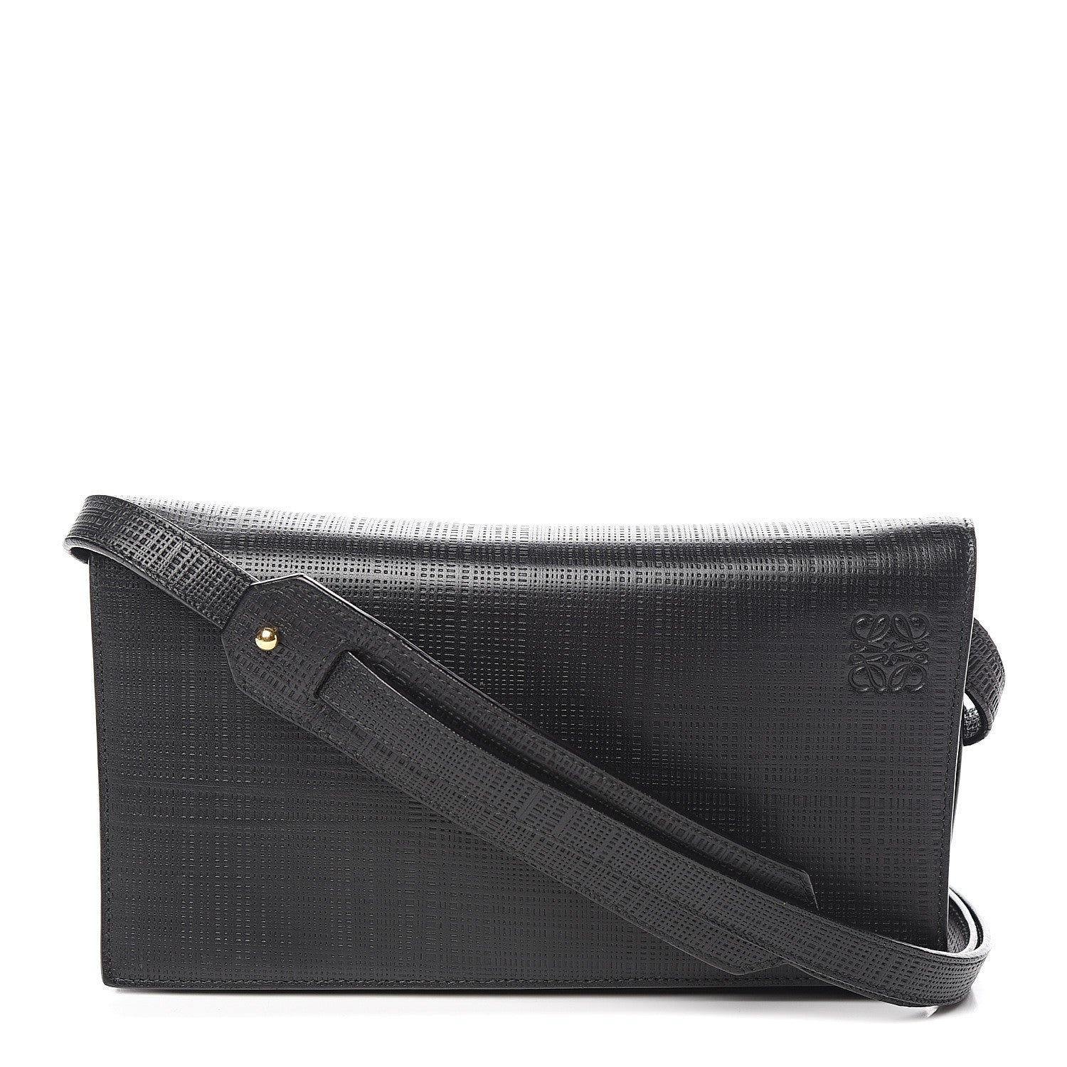 Loewe Calfskin Linen Embossed Small Messenger Bag Black 1 of 10