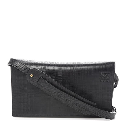 Loewe Calfskin Linen Embossed Small Messenger Bag Black 1 of 10