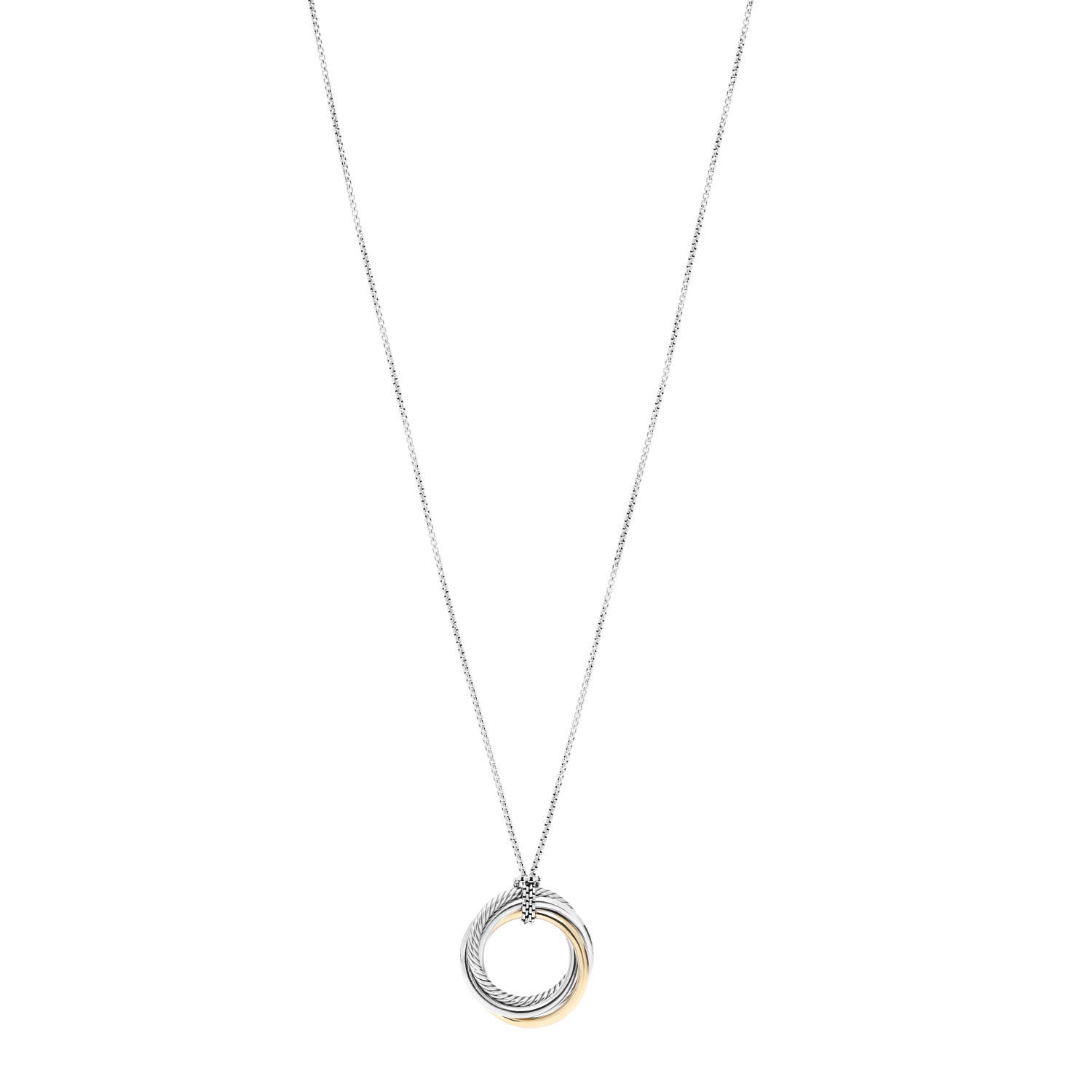 David Yurman Sterling Silver 14K Yellow Gold 37mm Crossover Pendant Necklace 1 of 4