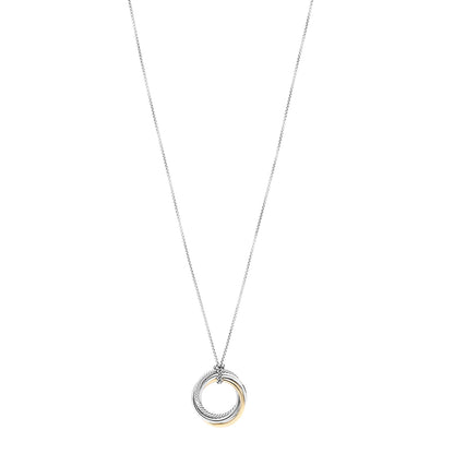 David Yurman Sterling Silver 14K Yellow Gold 37mm Crossover Pendant Necklace 1 of 4