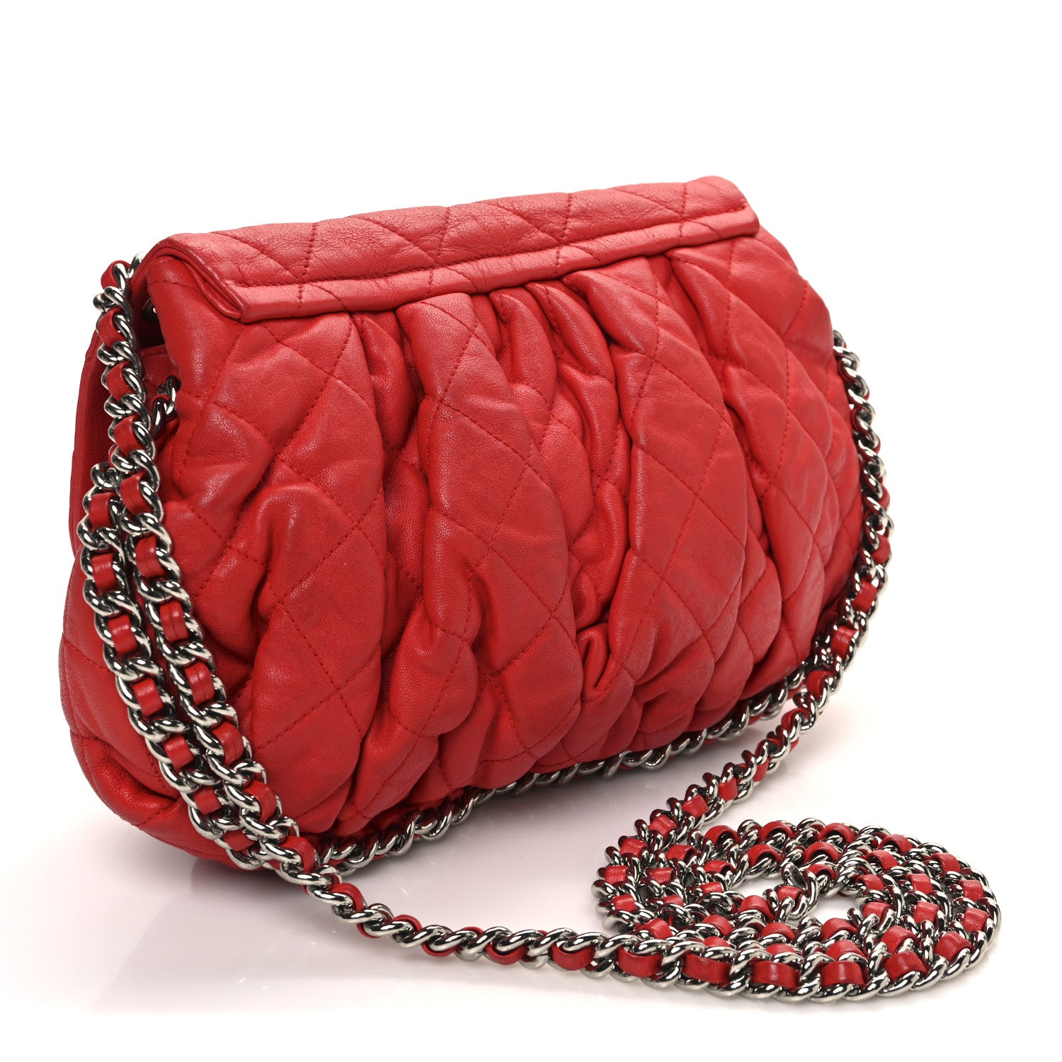 Chanel Washed Lambskin Quilted Medium Chain Around Messenger Red 2 of 10
