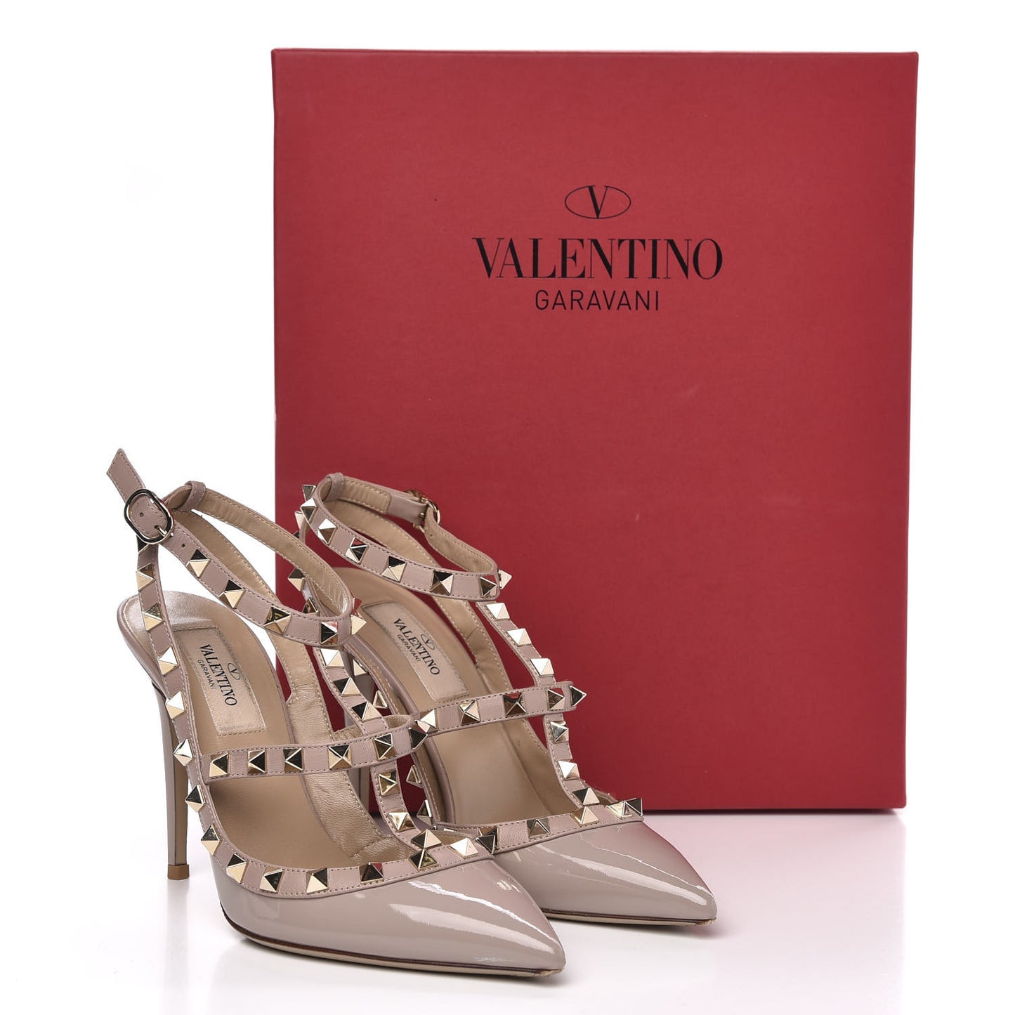 Patent Rockstud Ankle Strap 100mm Pumps 36 Poudre