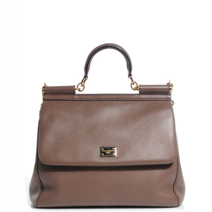 Dolce & Gabbana Grained Deerskin Medium Miss Sicily Satchel Brown 1 of 9