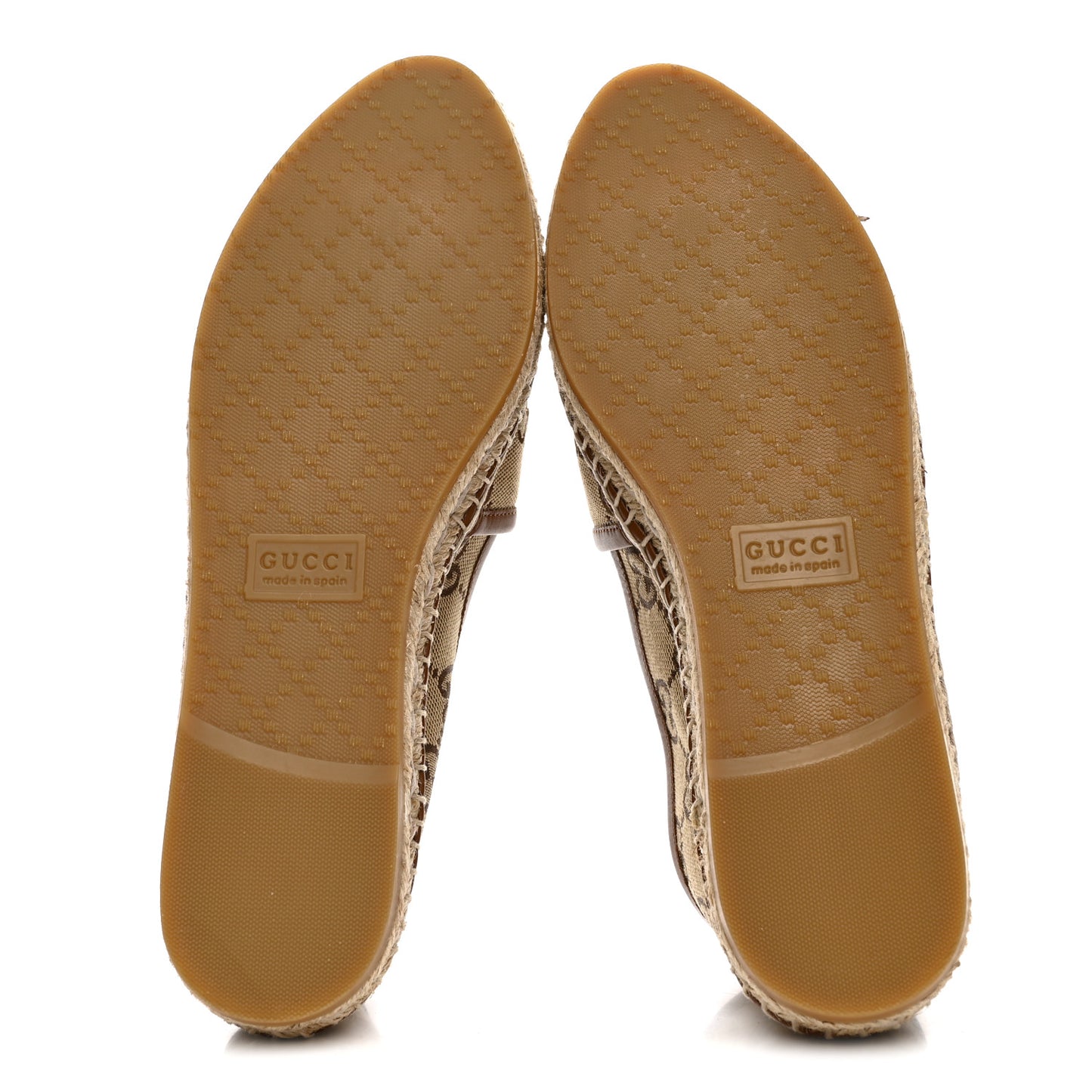 GG Supreme Monogram Horsebit Espadrilles 38 Camel Ebony Sundial