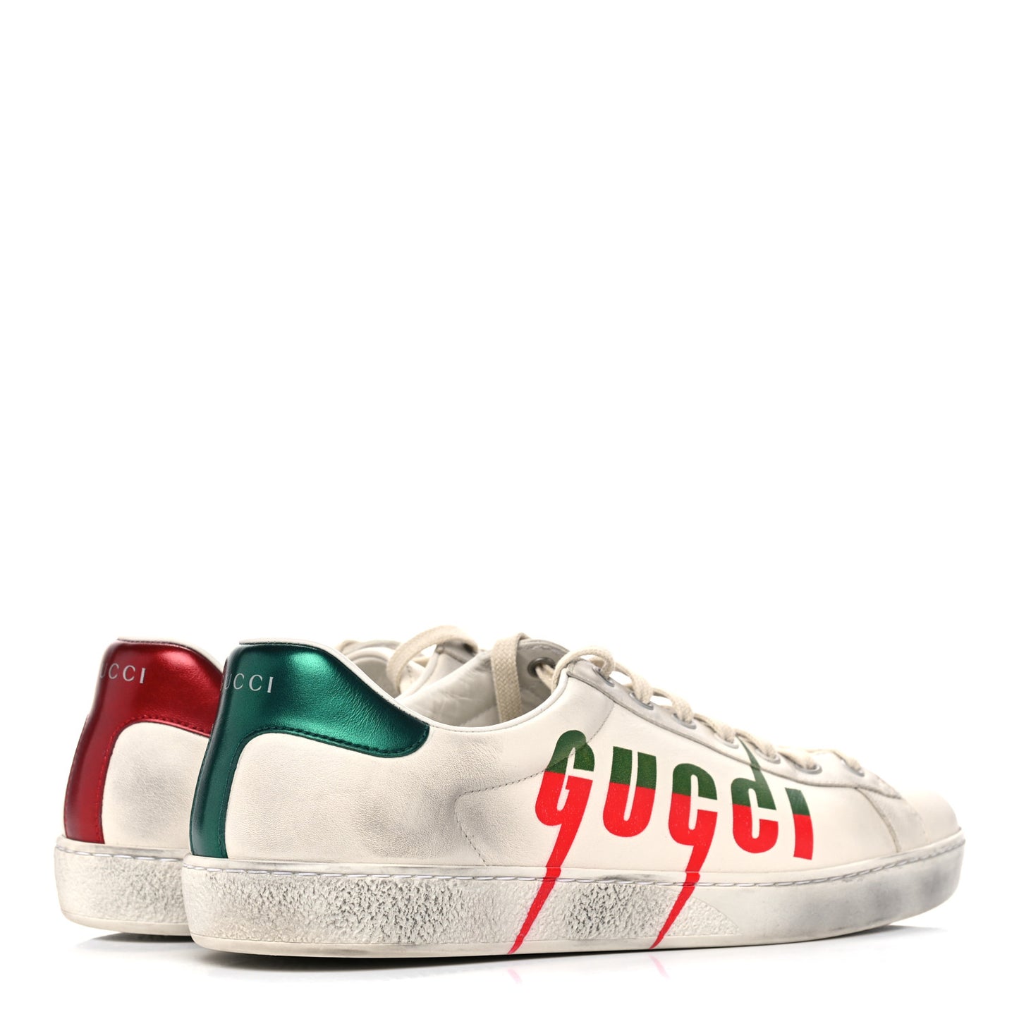 Distressed Calfskin Mens Ace Blade Sneakers 11 White