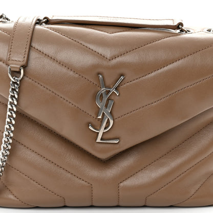 Saint Laurent Calfskin Y Quilted Monogram Small Loulou Chain Satchel Dark Beige 8 of 10